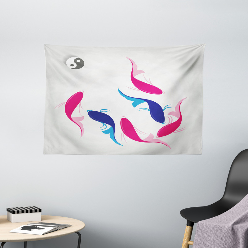 Fish Yin Yang Wide Tapestry