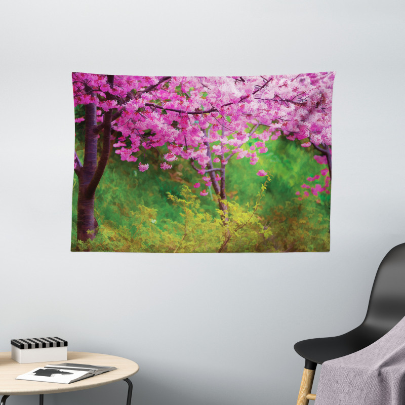 Spring Garden Landscape Wide Tapestry