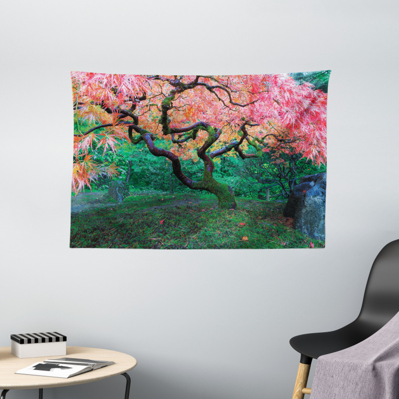 Red Leaf Maple in Garden Wide Tapestry