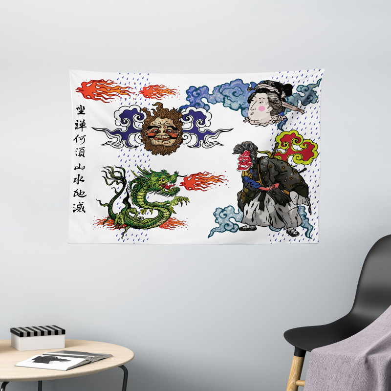 Manga Style Dragon Wide Tapestry