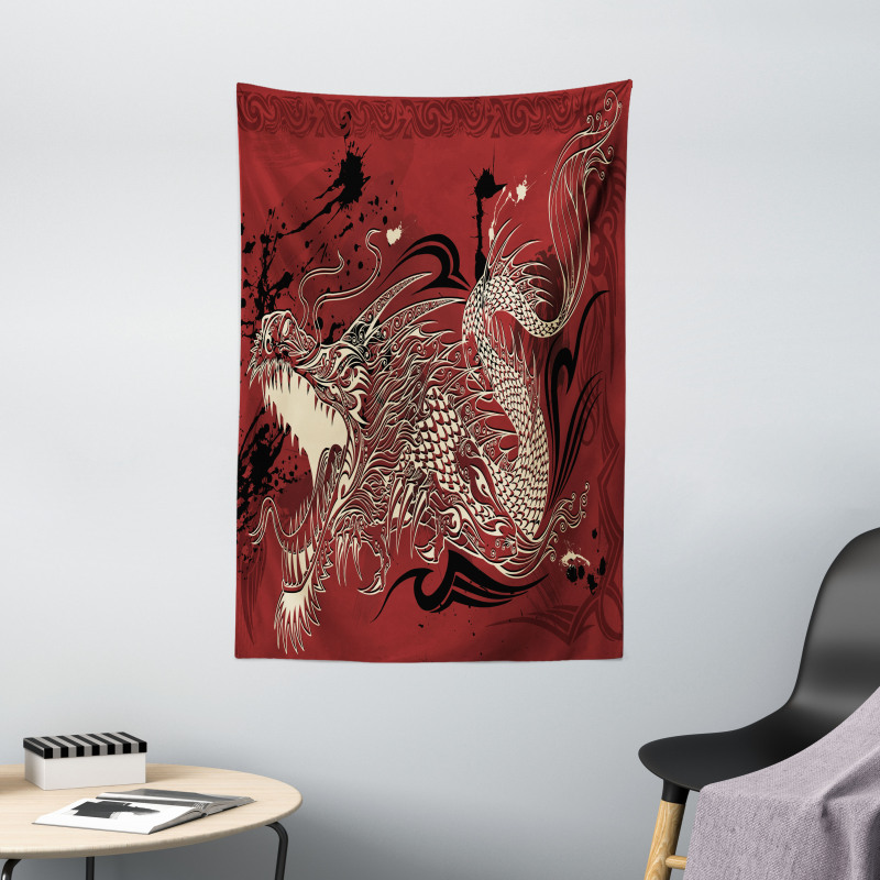 Japanese Dragon Doodle Tapestry