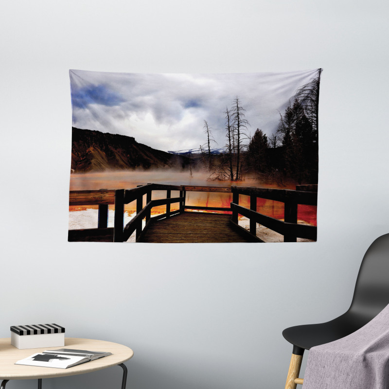 Hot Spring Scenery Wide Tapestry