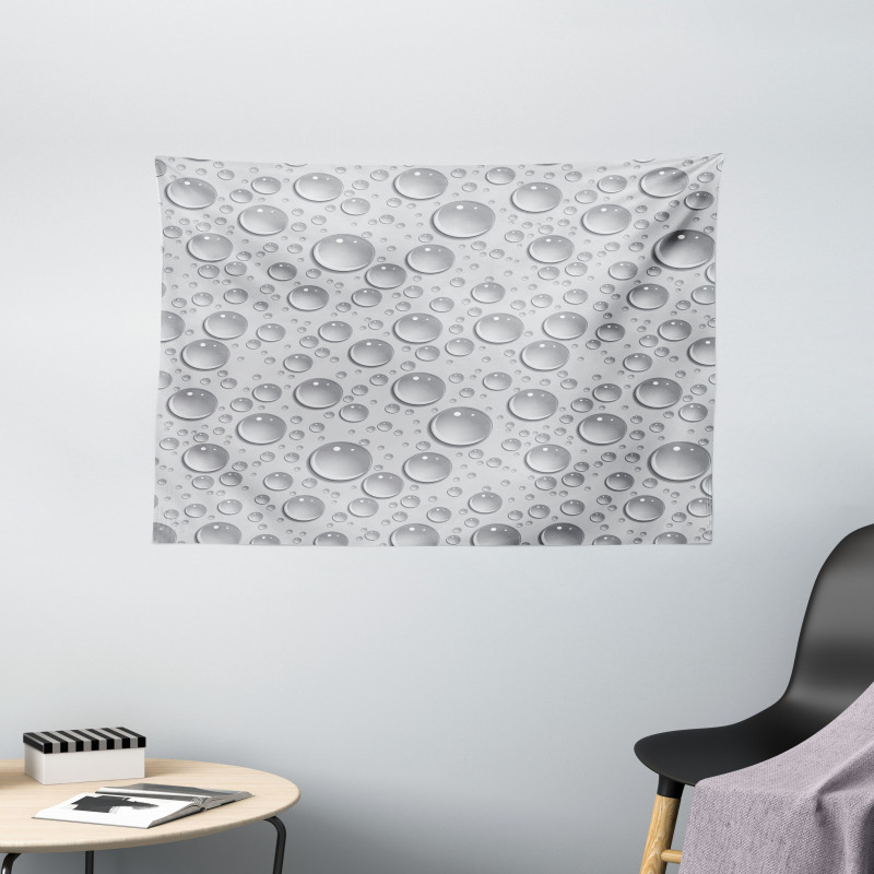 Waterdrops Monochrome Wide Tapestry