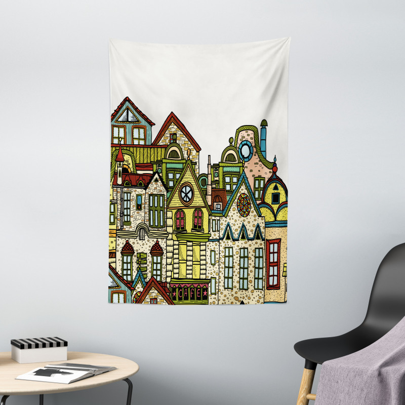 Old Town View Art Tapestry