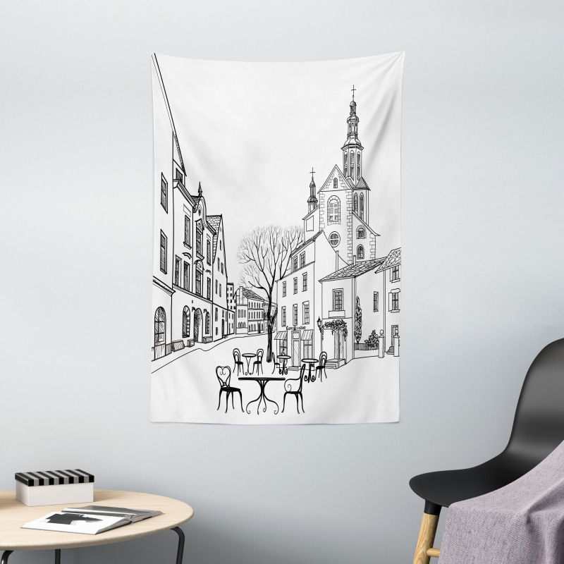 Old City Sketch Tapestry