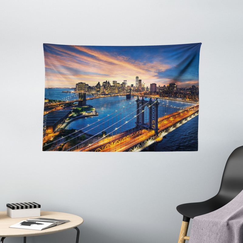 Sunset Cityscape Wide Tapestry