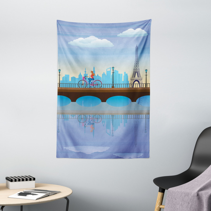 Eiffel Tower Cartoon Art Tapestry