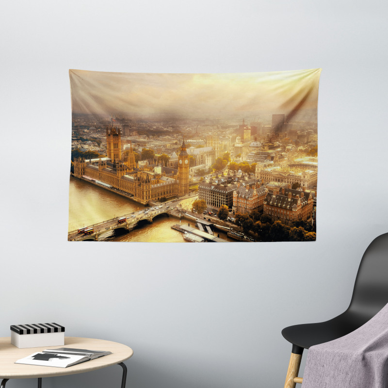 London Aerial Scenery Wide Tapestry