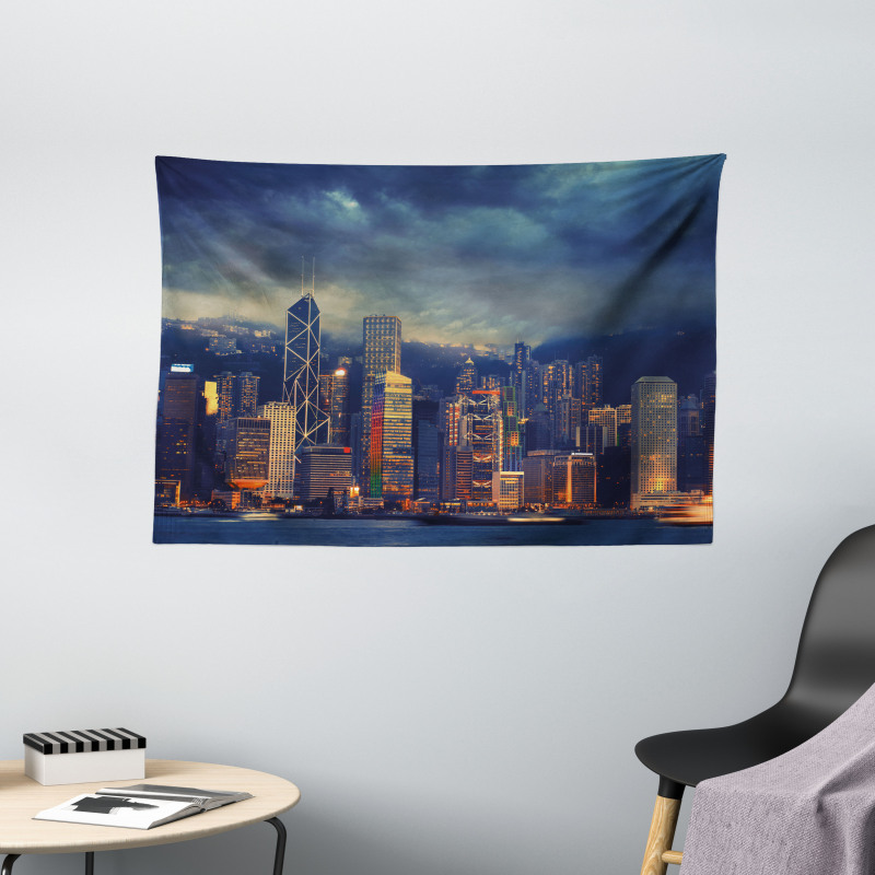 Hong Kong Cityscape Wide Tapestry