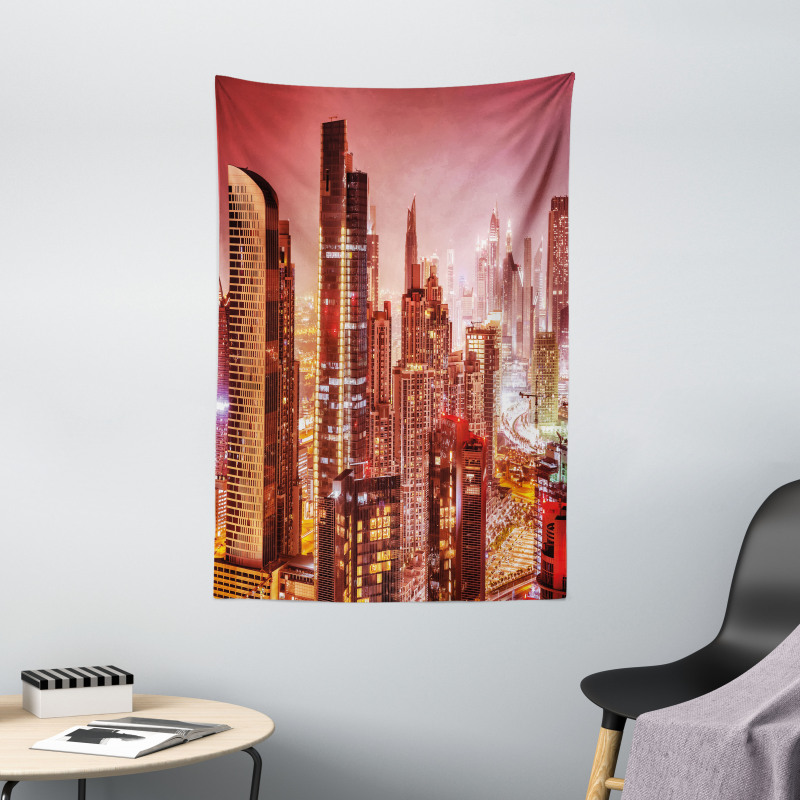 Dubai Night Cityscape Tapestry