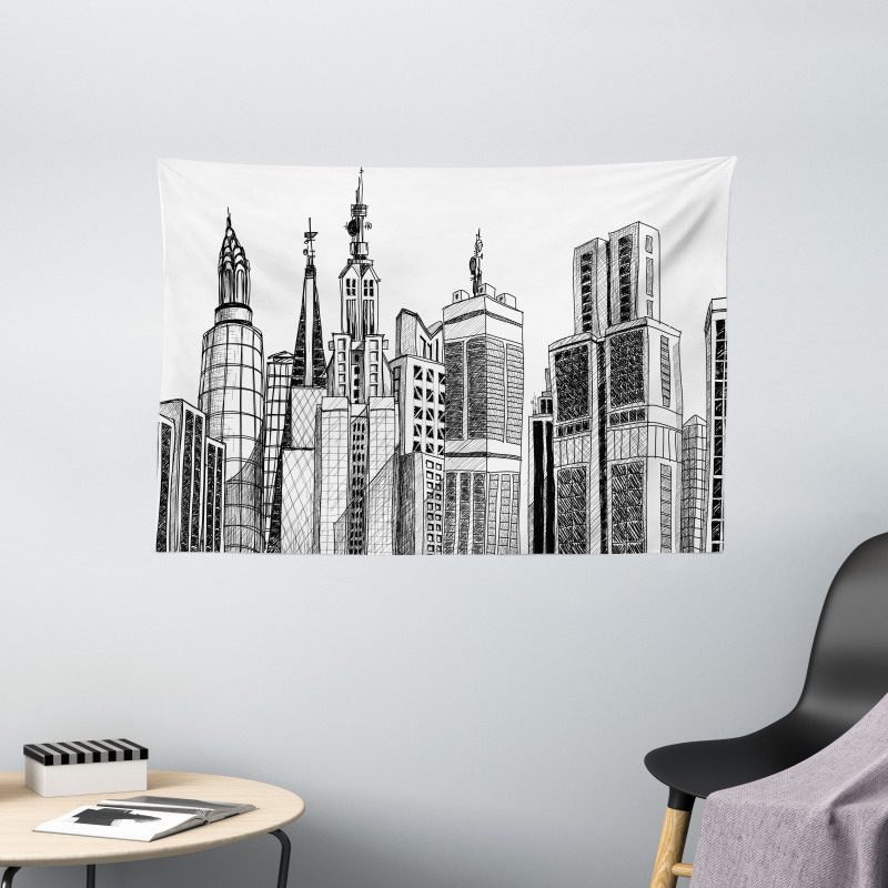 Urban Architecture Art Wide Tapestry