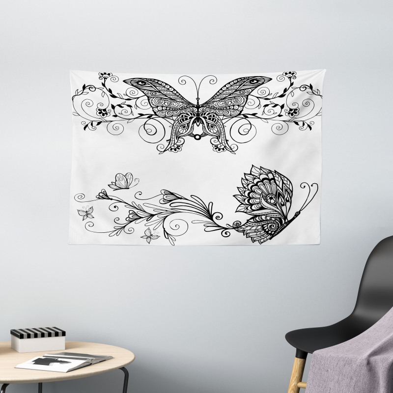 Butterfly Floral Wide Tapestry