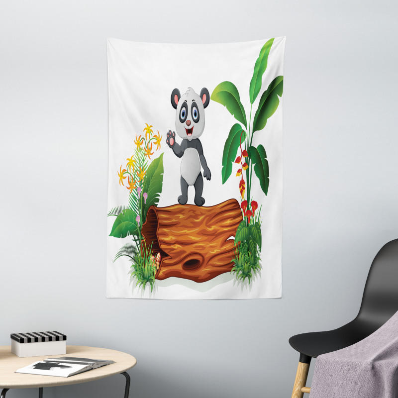 Baby Panda Posing Tapestry