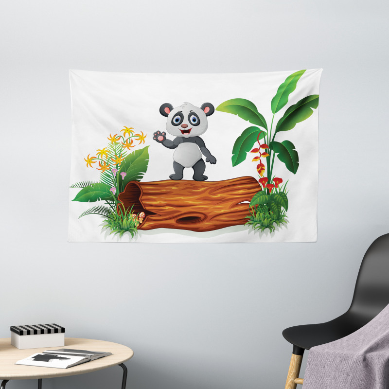 Baby Panda Posing Wide Tapestry