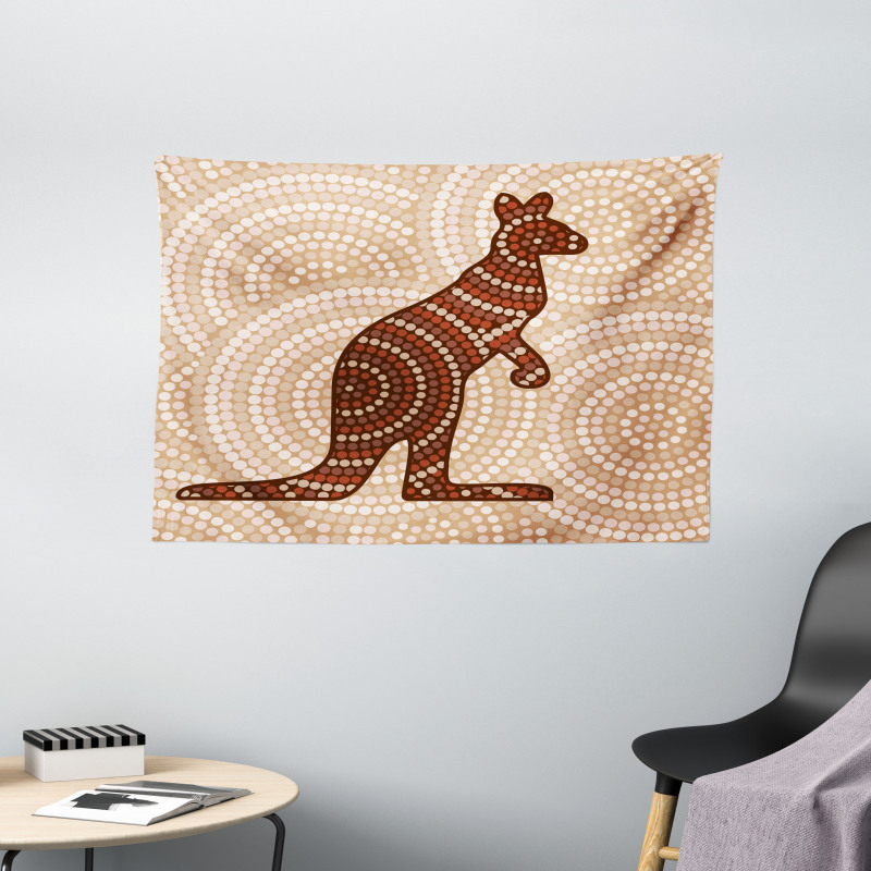 Kangaroo with Dots Wide Tapestry