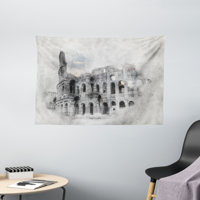 Colosseum Rome Sketch Wide Tapestry