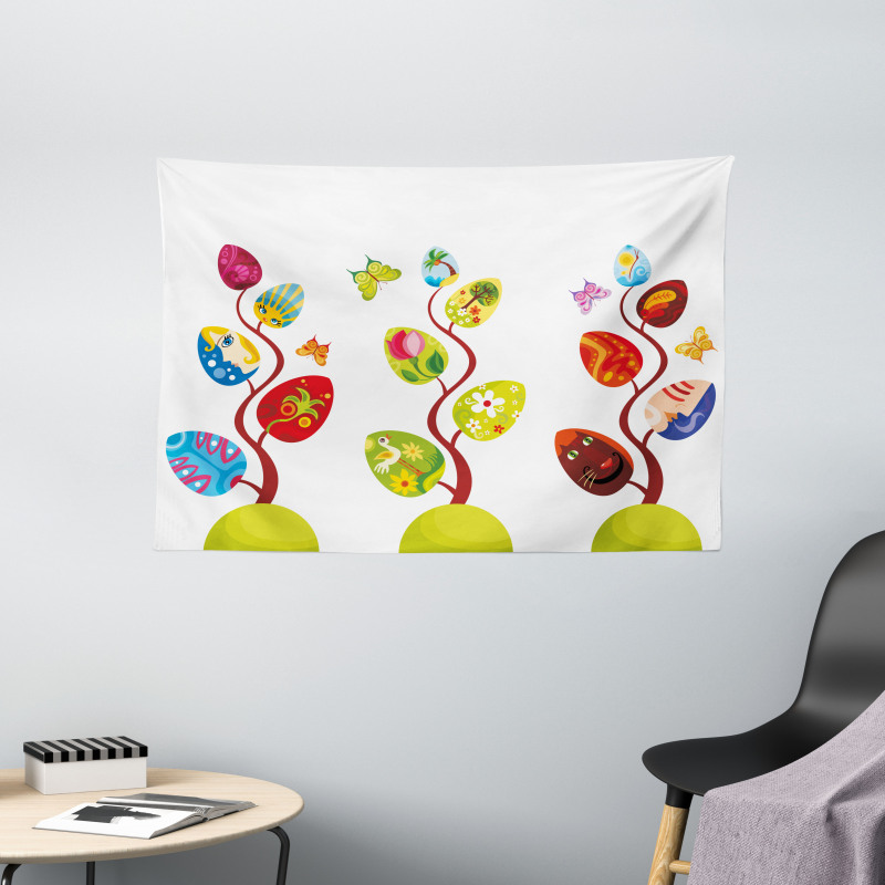 Magic Tree Easter Theme Wide Tapestry