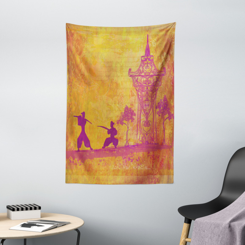 Ninjas Asian Landscape Tapestry