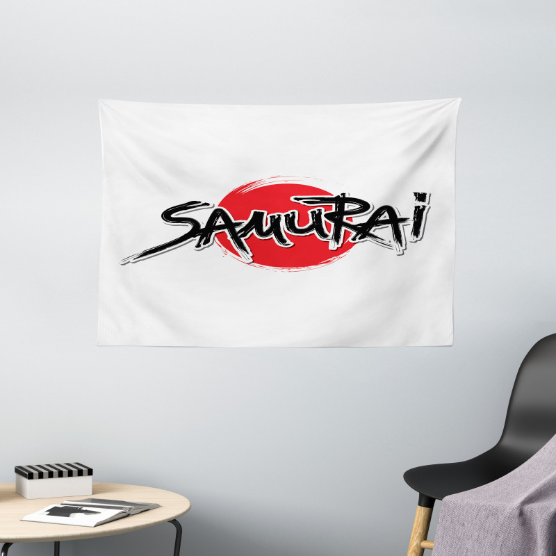 Samurai Lettering Sun Wide Tapestry