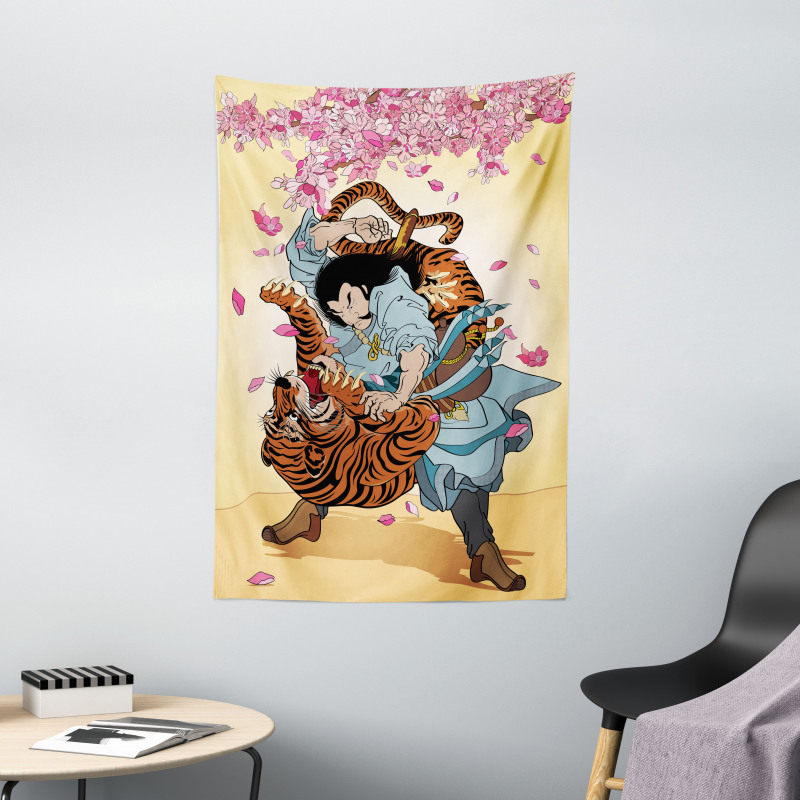 Samurai and Tiger Tapestry