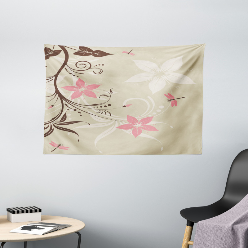 Flying Dragonflies Wide Tapestry