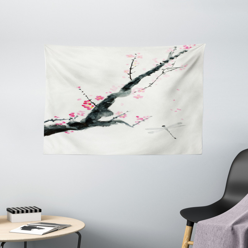 Cherry Sakura Tree Wide Tapestry
