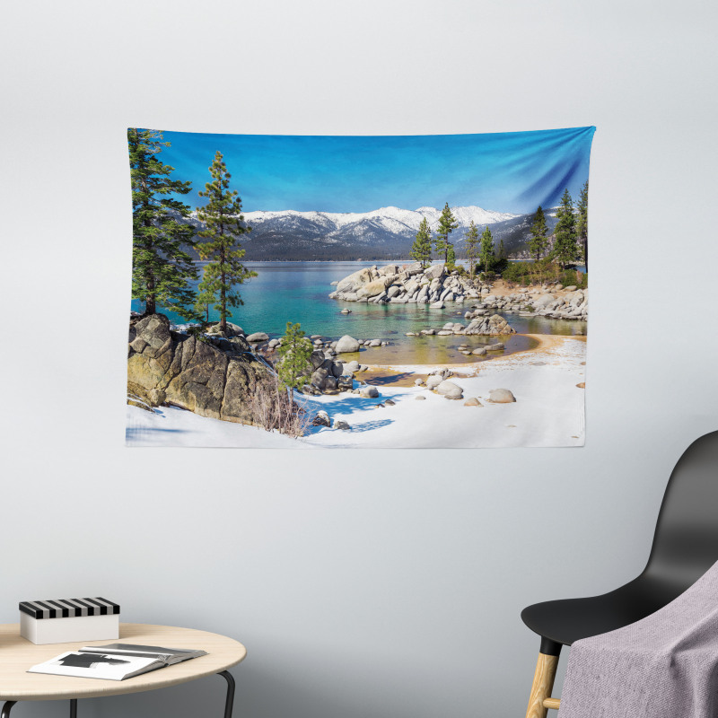 Snowy Mountains Lake Wide Tapestry