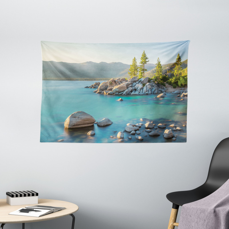 Countryside Lake Beach Wide Tapestry