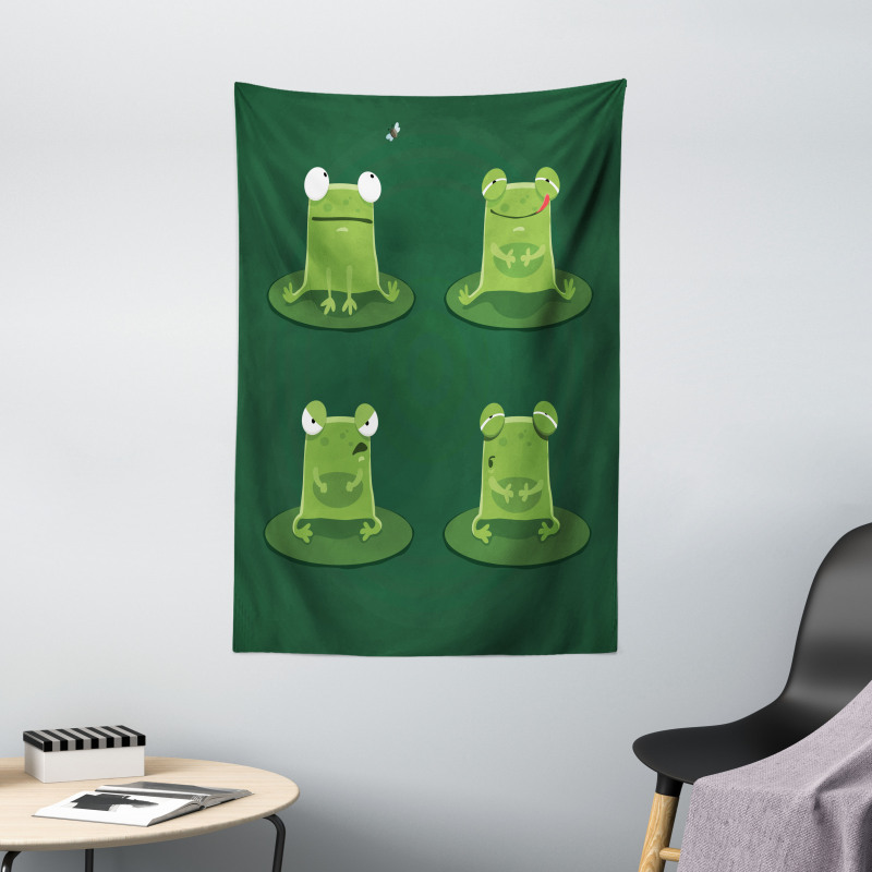 Frogs in Pond Lily Pad Tapestry