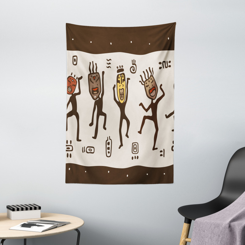 Cartoon Primitive Native Tapestry