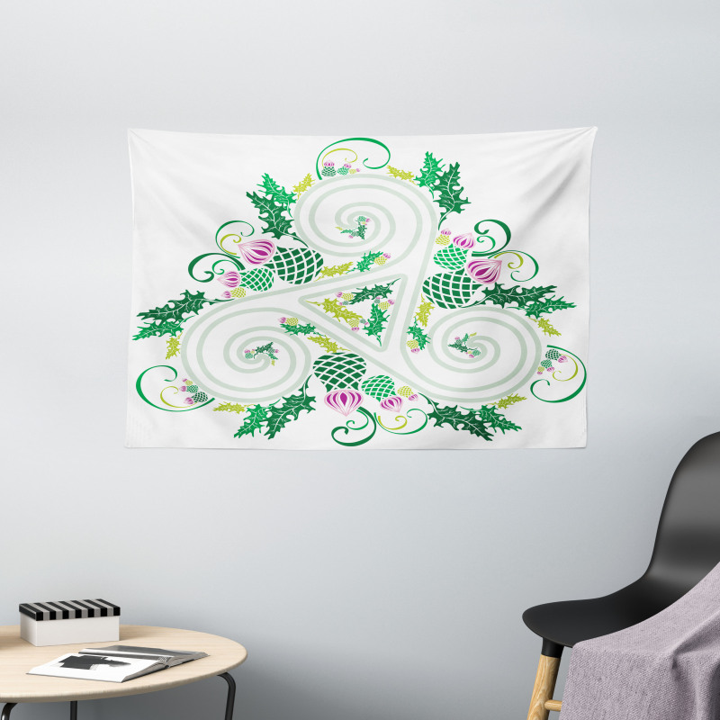 Celtic Curved Lines Art Wide Tapestry