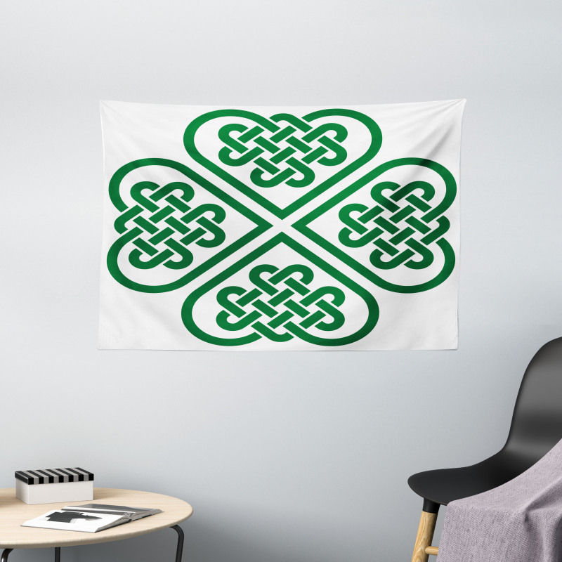 Monochrome Clover Art Wide Tapestry