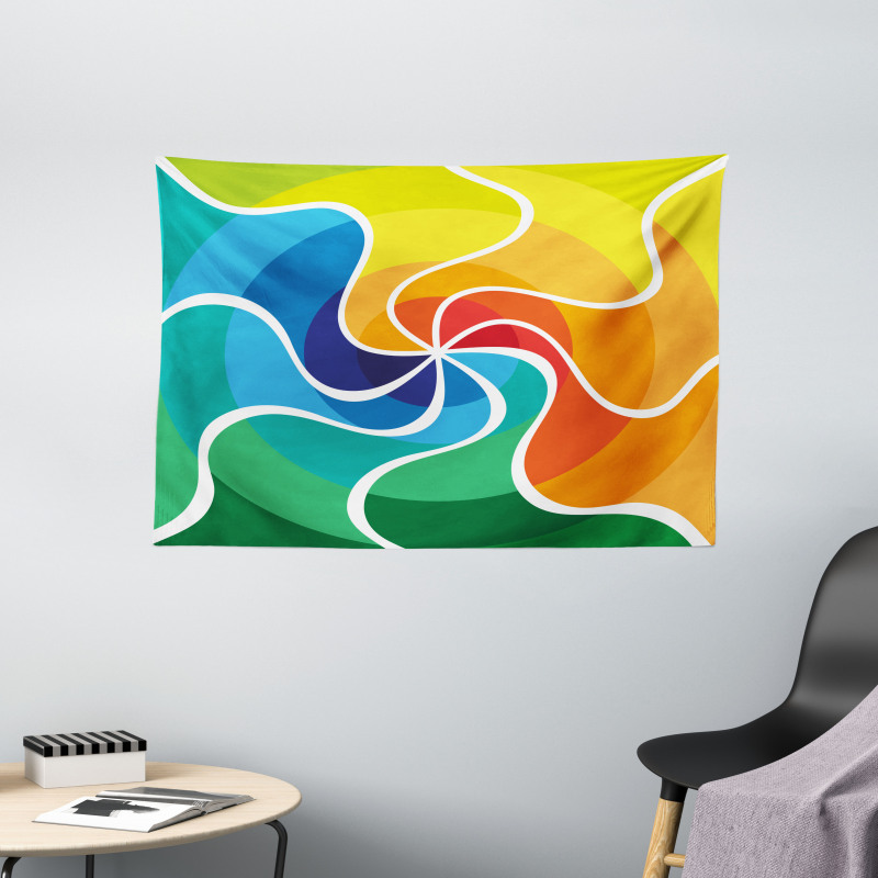 Rainbow Spiral Wide Tapestry