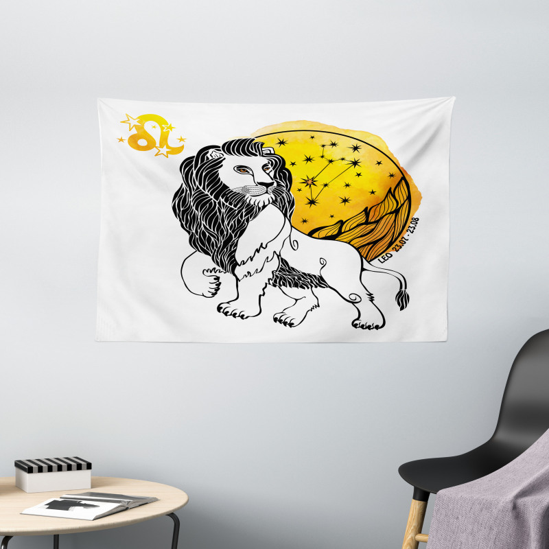 Zodiac Leo Art Wide Tapestry