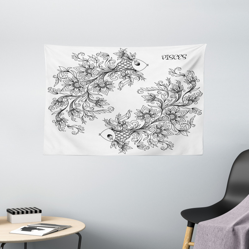 Astrology Pisces Sign Wide Tapestry