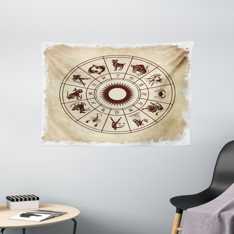 Zodiac Horoscope Sign Wide Tapestry