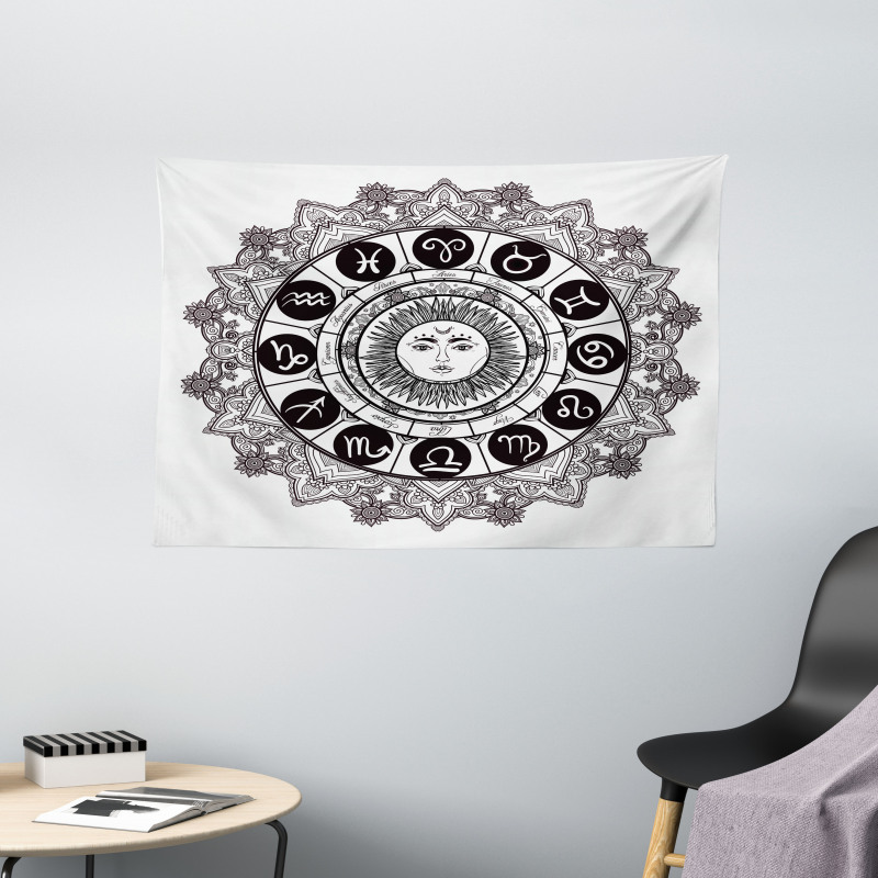 Mandala Design Wide Tapestry