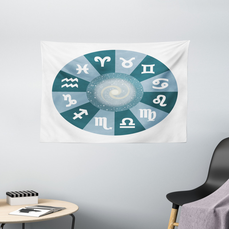 Zodiac Universe Signs Wide Tapestry