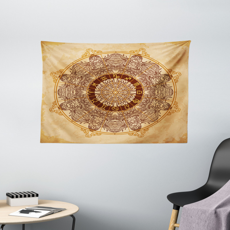 Astrology Aged Wide Tapestry