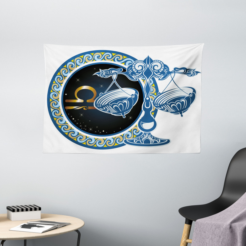 Libra Sign Astrological Wide Tapestry