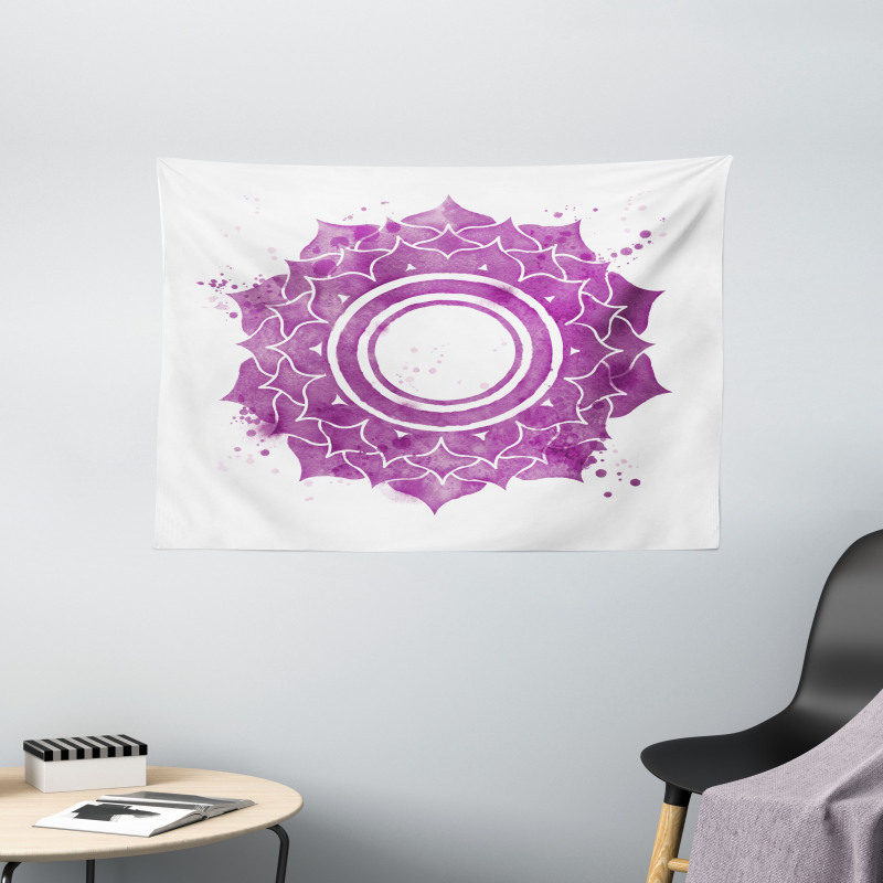 Mandala Chakra Splash Wide Tapestry