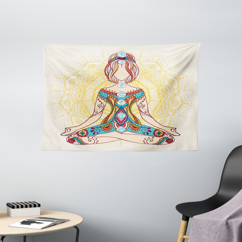 Lotus Pose Inner Peace Wide Tapestry