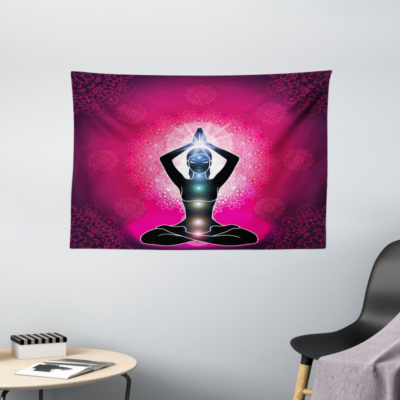 Maroon Yoga Meditation Wide Tapestry