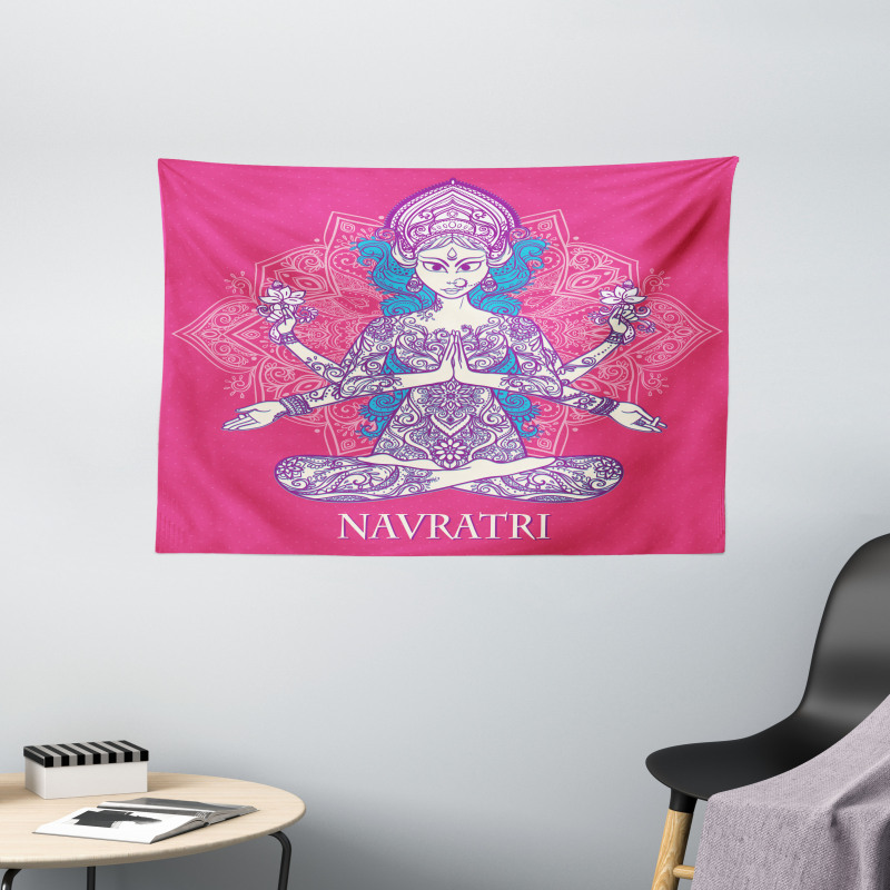 Yoga Mandala Girl Wide Tapestry