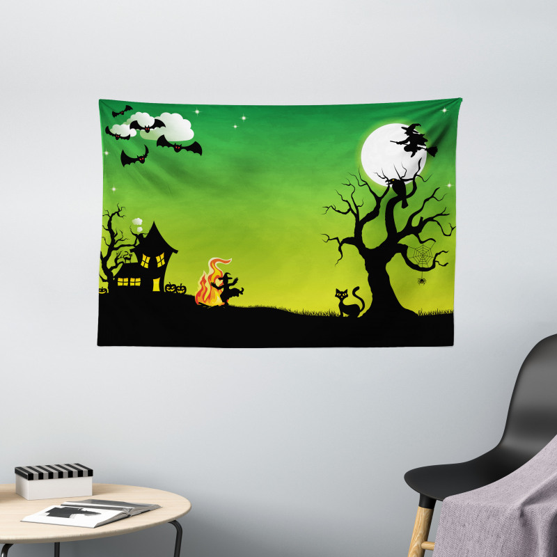 Dancing Witch Wide Tapestry
