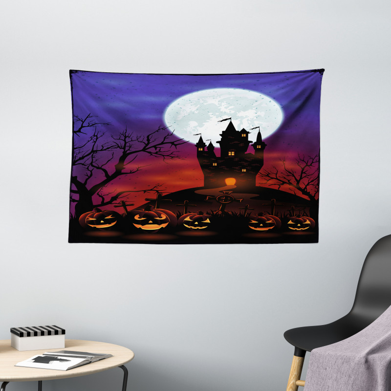 Haunted Castle Wide Tapestry