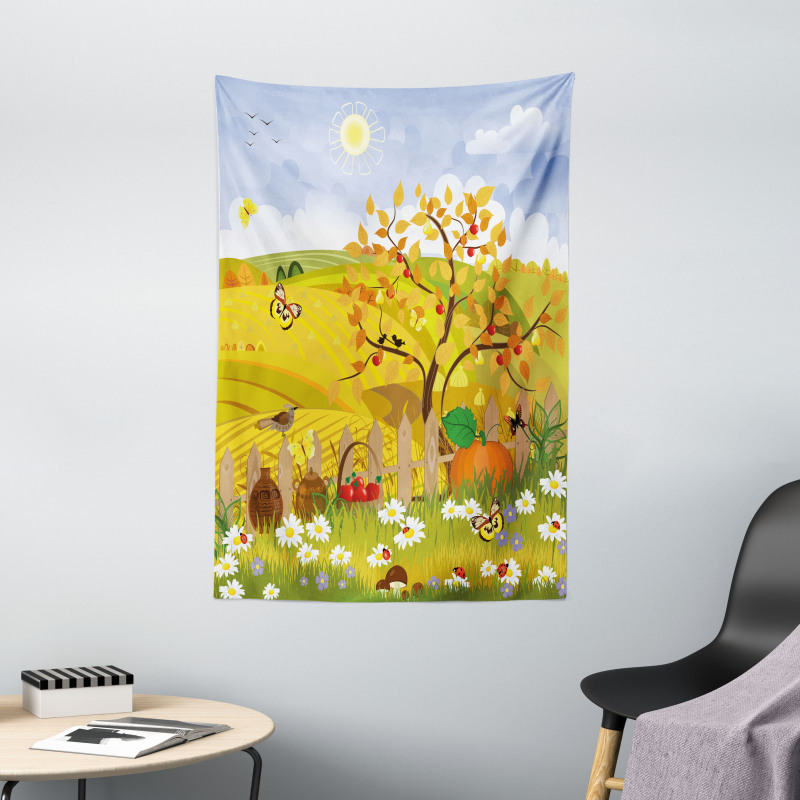 Autumn Garden Daisies Tapestry