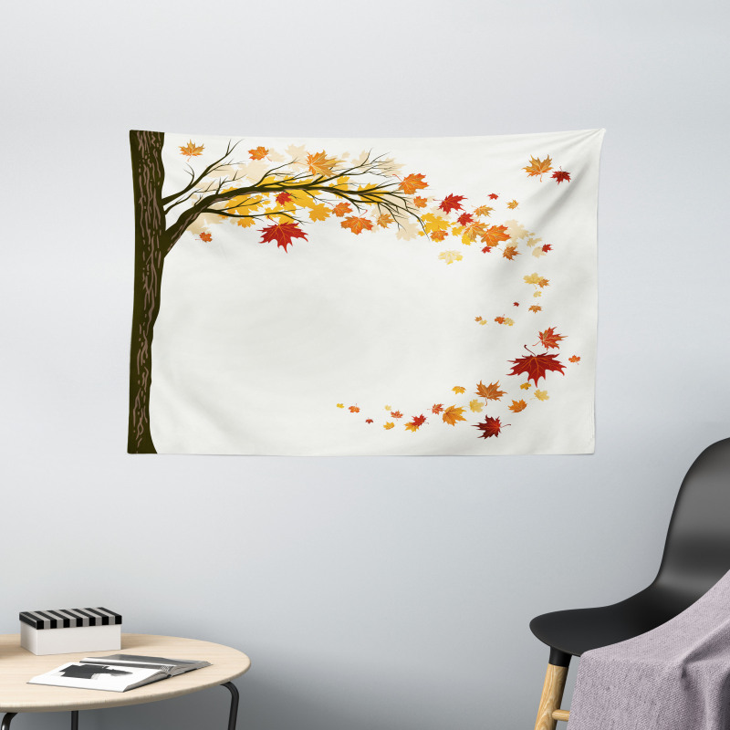 Flying Maple Leaf Seasons Wide Tapestry