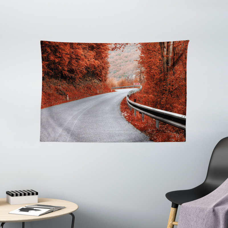 Dreamy Road Travel Theme Wide Tapestry