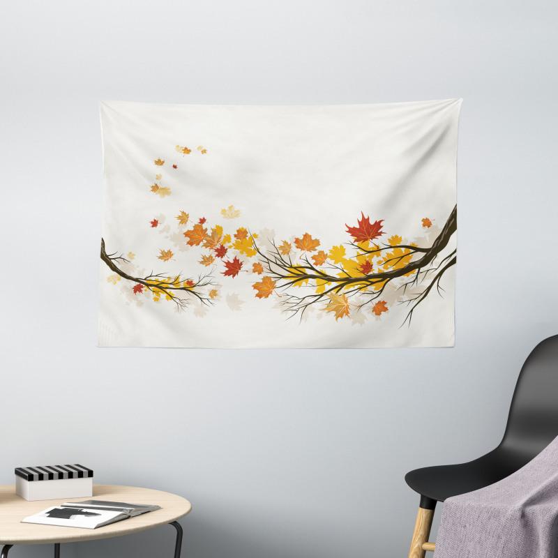 Seasonal Tree Branches Autumn Wide Tapestry